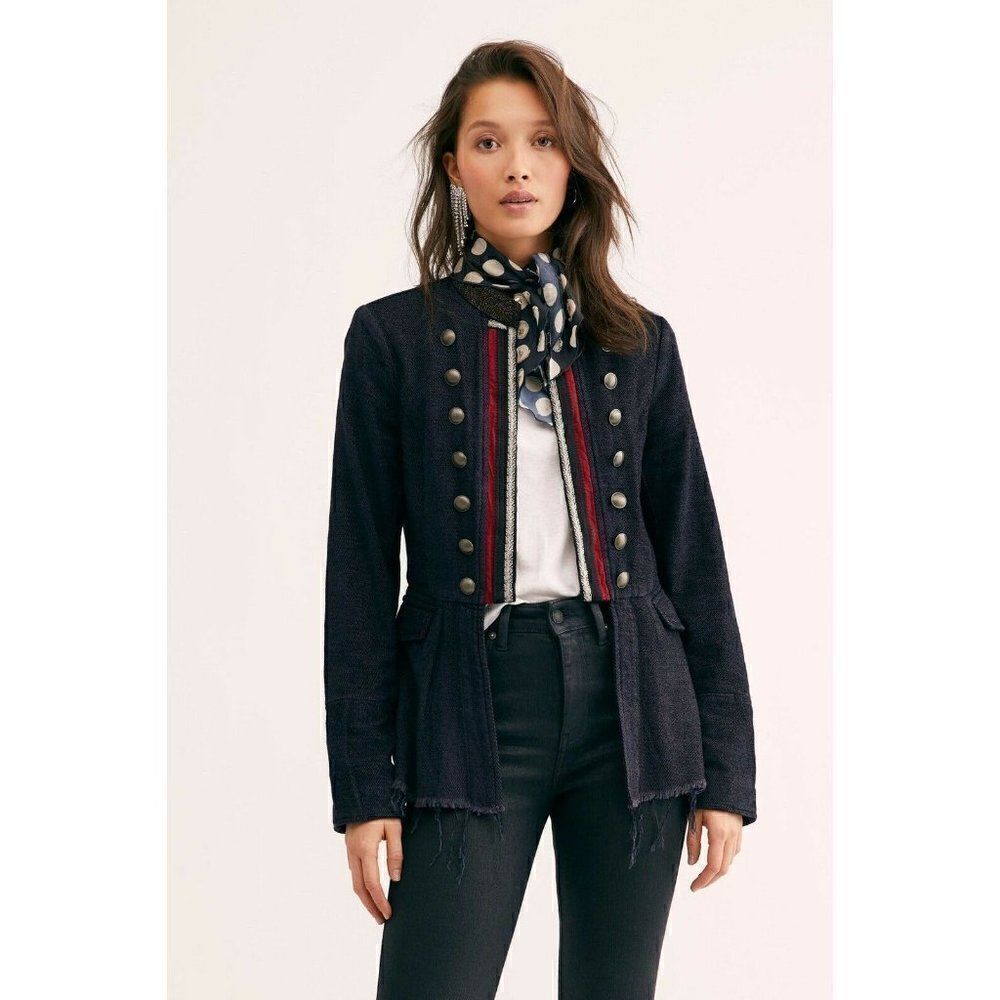 NWT FREE PEOPLE Sz XS LUCY MILITARY RAW HEM JACKET